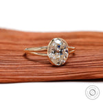 Oval Old Mine Cut moissanite angled bezel view