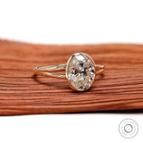Oval Old Mine Cut moissanite angled bezel view
