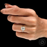 Bezel split shank solitaire ring worn angled view