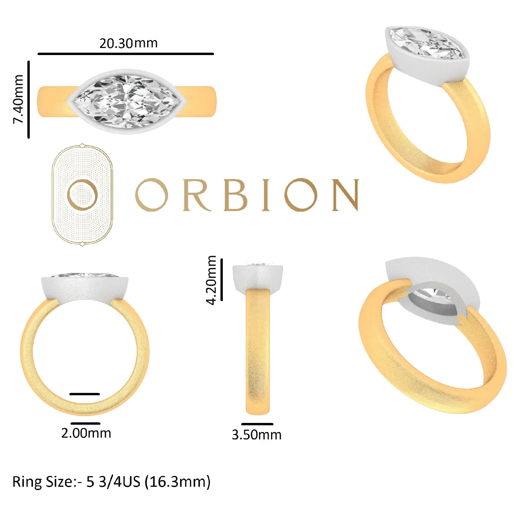 Satin finish marquise solitaire engagement ring