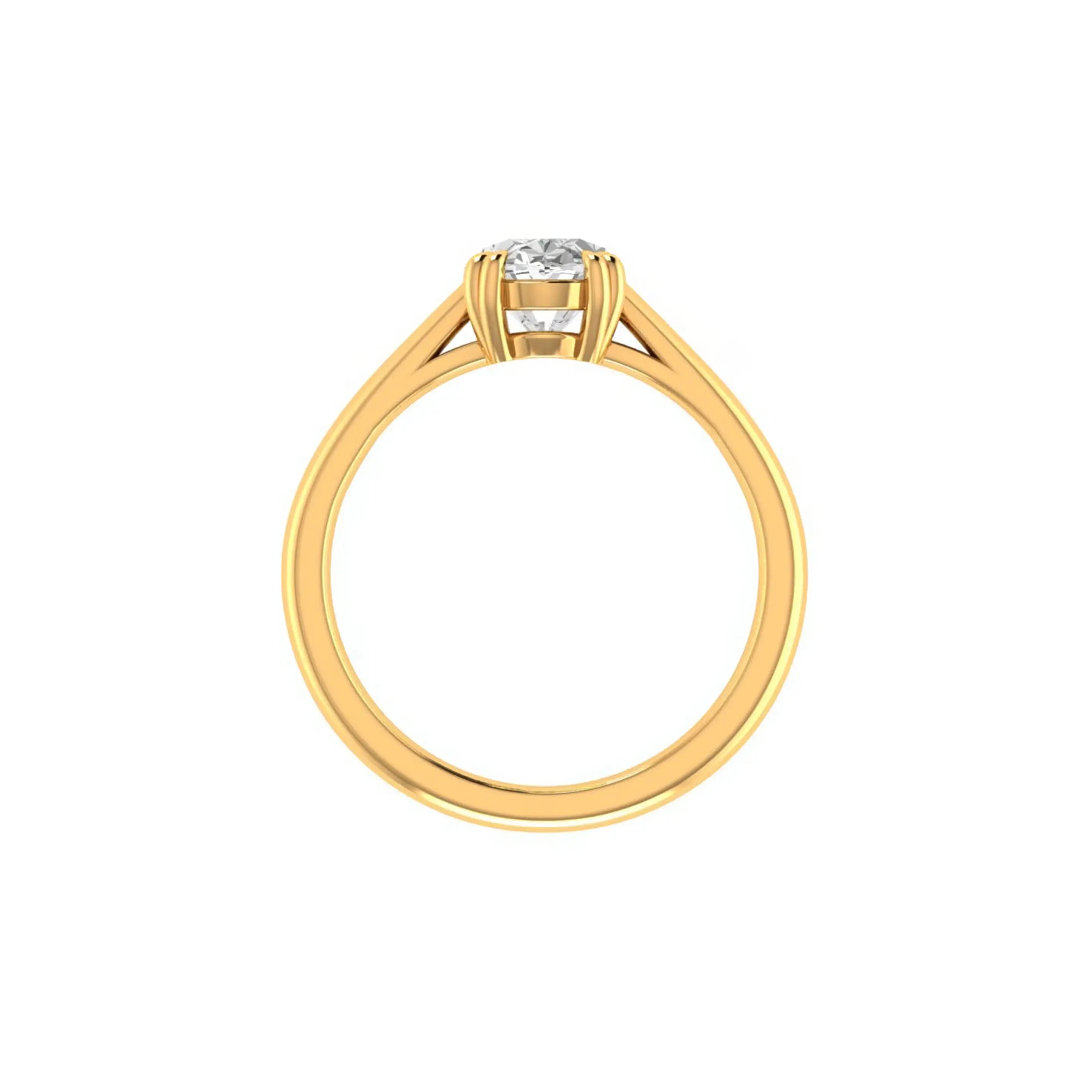 Rear view of cathedral setting with open oval moissanite gallery
