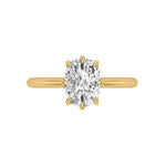 Top view vintage cushion eight prong solitaire in yellow gold