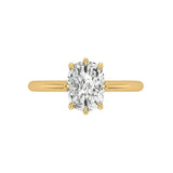 Top view vintage cushion eight prong solitaire in yellow gold