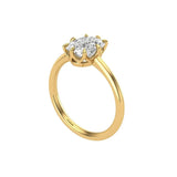 Three quarter view cushion solitaire ring with vintage eight prong crown