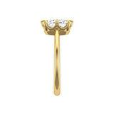 Side view showing raised basket and smooth yellow gold shank