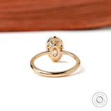 Back view open gallery oval bezel ring in yellow gold
