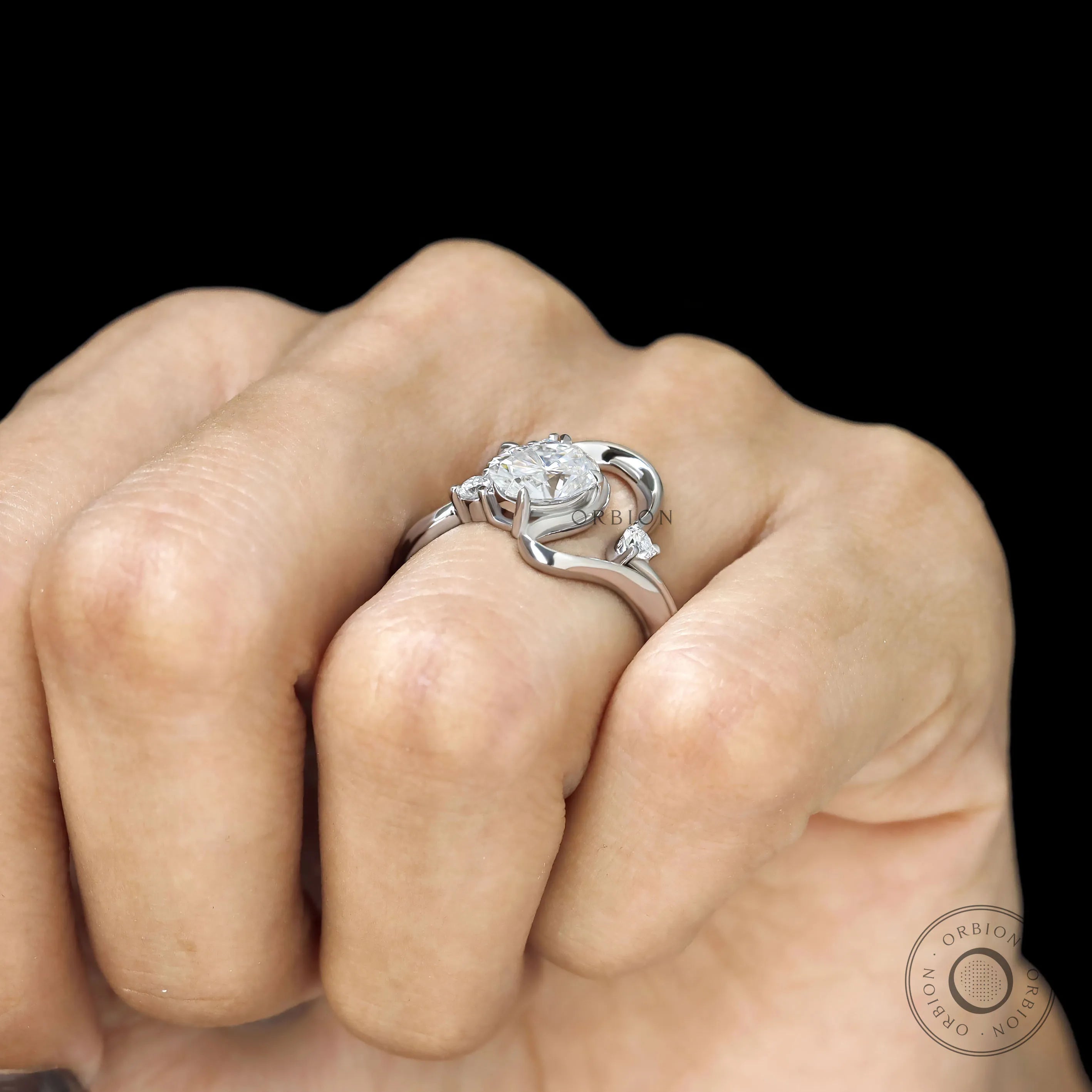 Fine Jewelry Oval Moissanite Curved Bridal Set in White Gold