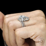 Oval Lab Grown Diamond Curved Wave Bridal Ring Set White Gold
