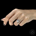 Oval Moissanite Wavy Wedding Ring Set with Lab Diamond Option