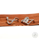 Wavy Bypass Style Wedding Ring Set with Oval Moissanite Center Stone
