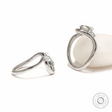 Oval Moissanite Bridal Set in 10K White Gold with Wavy Ring Design