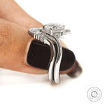 Bypass Style Oval Moissanite or Lab Diamond Ring Set for Engagement and Wedding