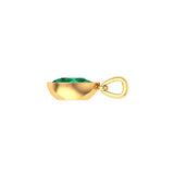 Side profile view of highlighting bezel depth, height, and smooth yellow gold bail.