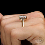 radiant cut lab diamond ring close up