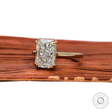 Cathedral setting radiant diamond ring side profile