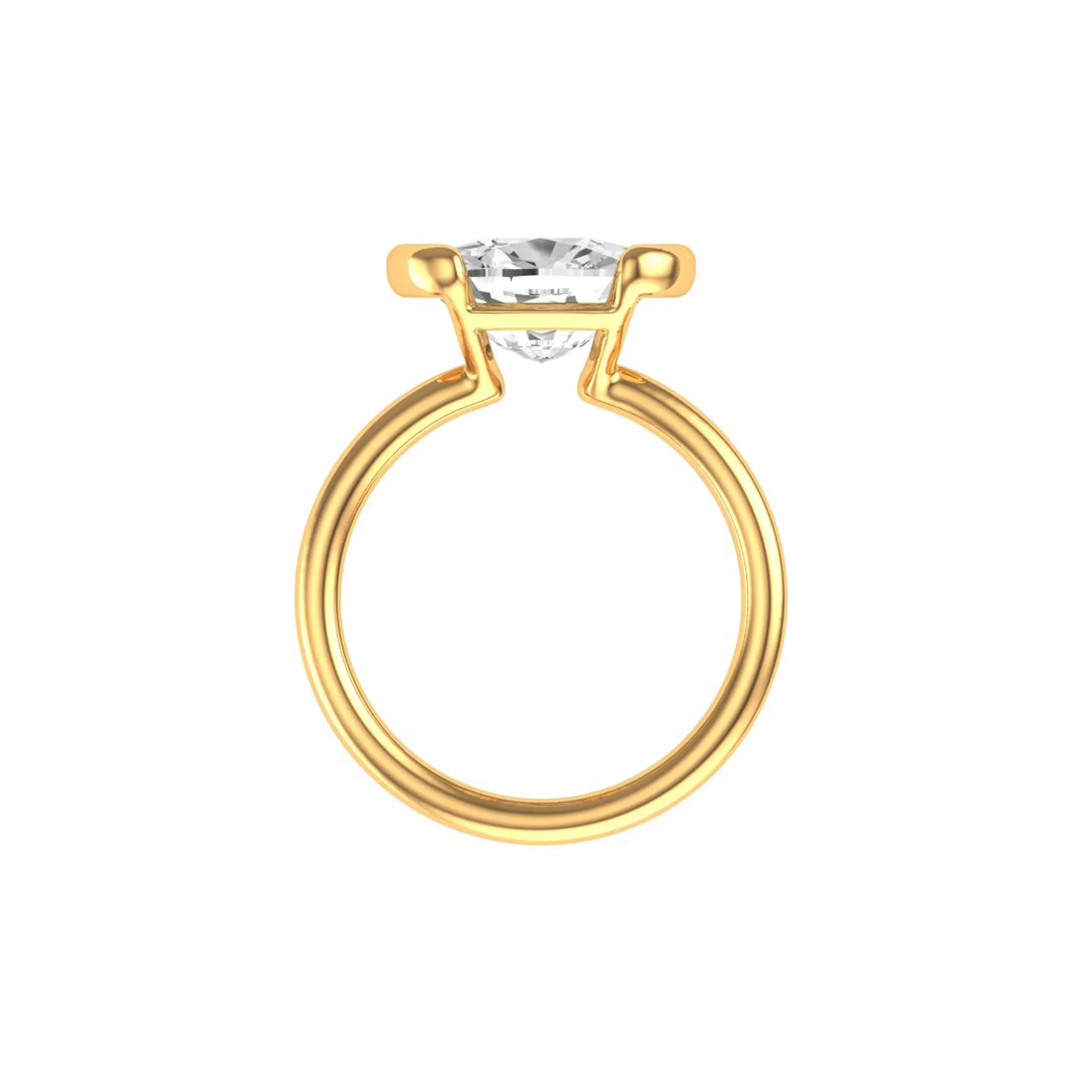 Back view showing open gallery and simple rounded yellow gold shank.