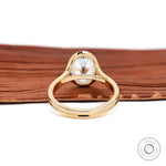 Rear gallery view of oval moissanite half bezel setting
