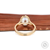 Rear gallery view of oval moissanite half bezel setting