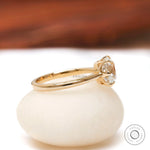 Old Mine cut elongated cushion diamond ring side profile in yellow gold