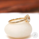 Old Mine cut elongated cushion diamond ring side profile in yellow gold