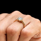 Elongated cushion lab grown diamond ring top view showing Old Mine faceting