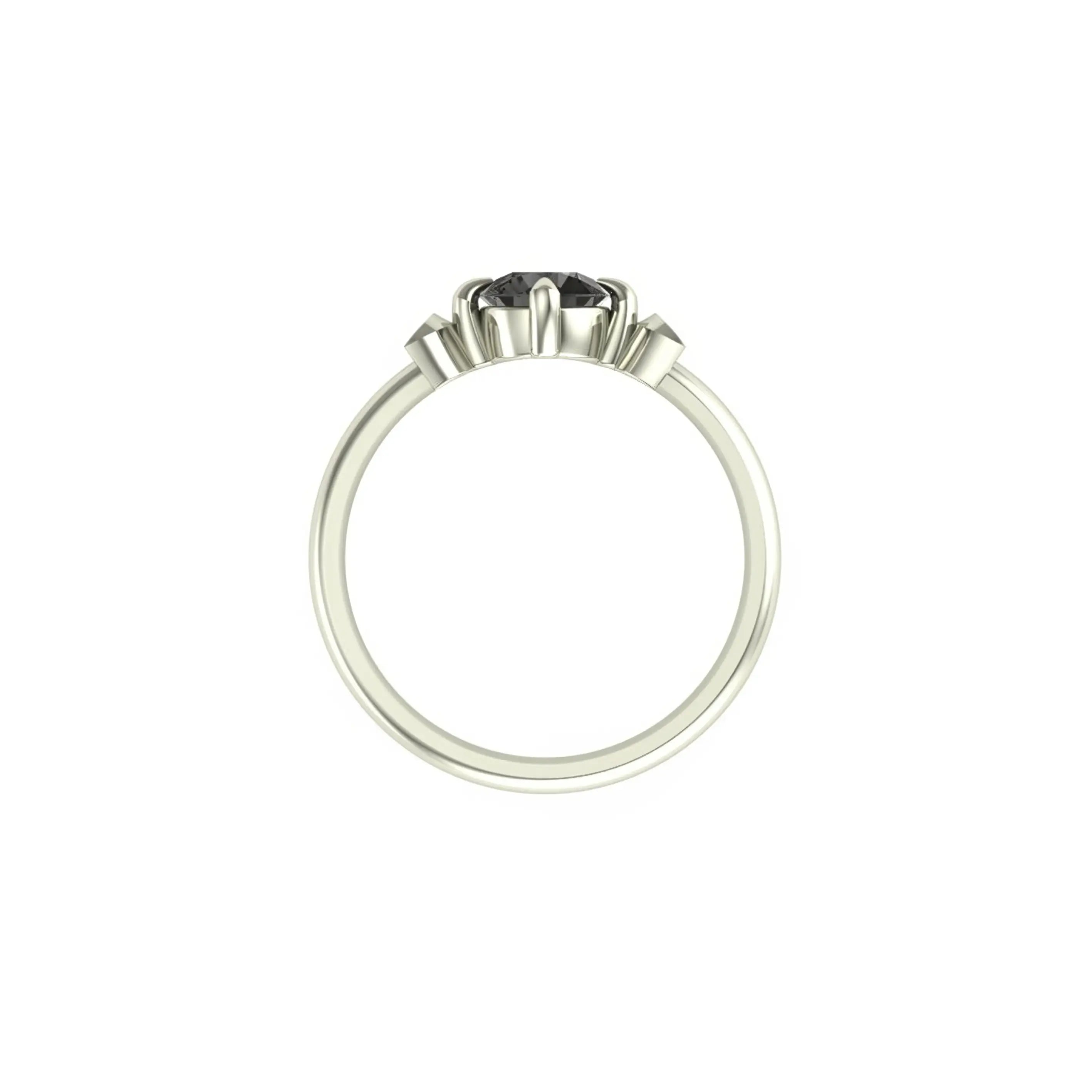 Back view of celestial setting with crescent shoulders in white gold.
