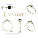Ring dimension chart showing top length and width of band.