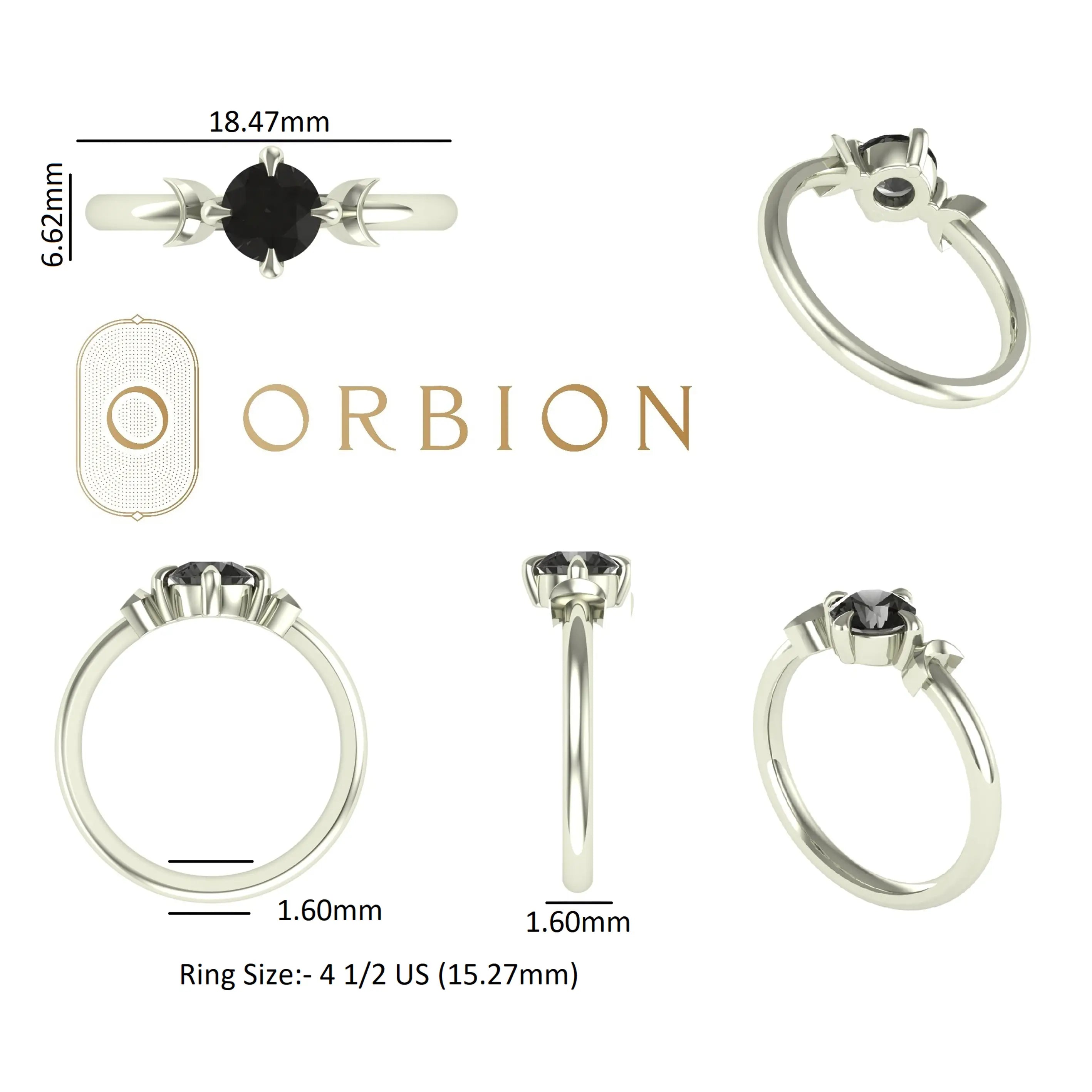 Ring dimension chart showing top length and width of band.
