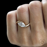 Timeless marquise moissanite solitaire ring in 14k yellow gold