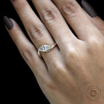 Marquise engagement ring with 1 ct solitaire lab diamond in yellow gold