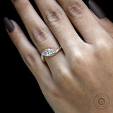 Marquise engagement ring with 1 ct solitaire lab diamond in yellow gold