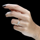Marquise cut solitaire engagement ring with elegant rapture band design