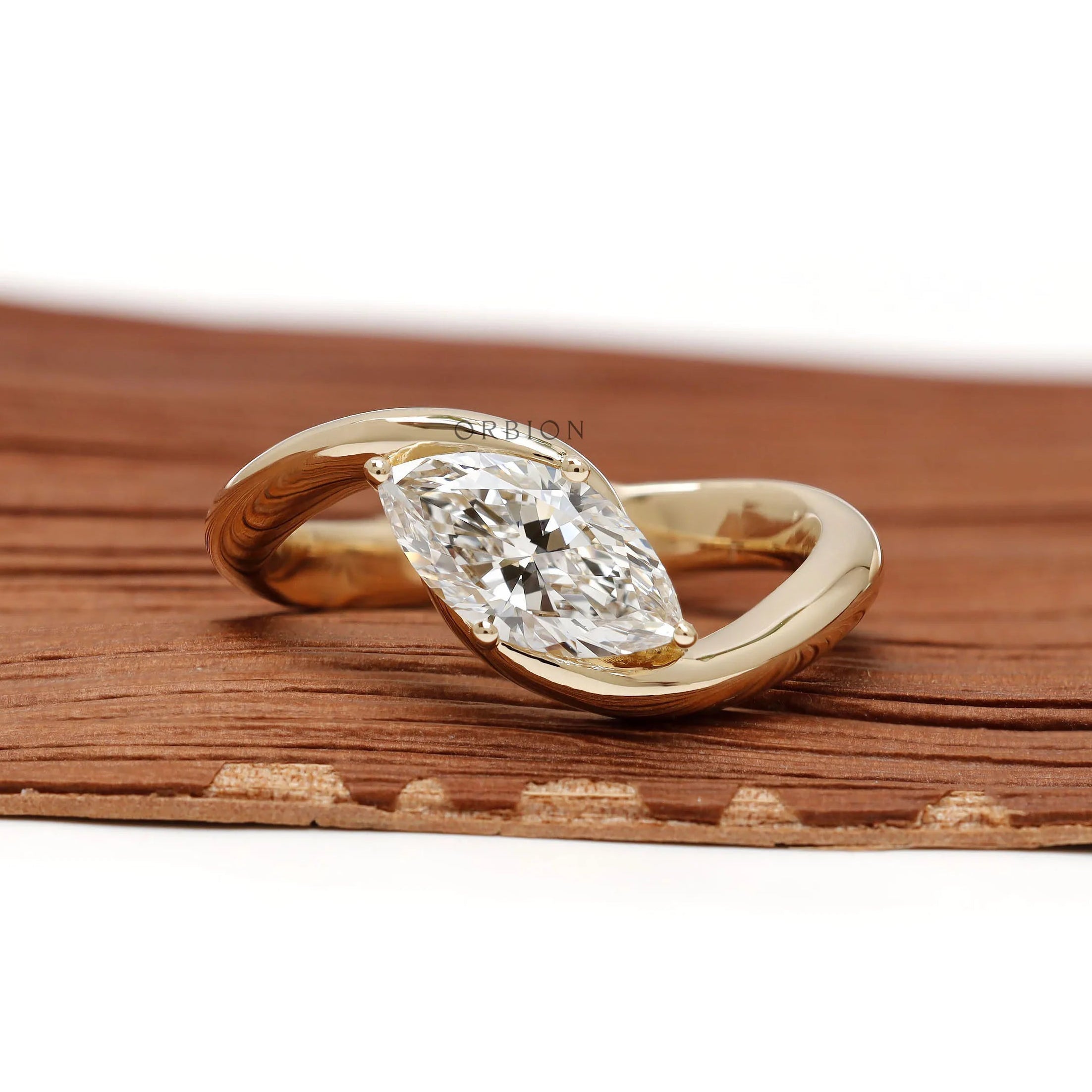 Marquise cut rapture engagement ring in 14k yellow gold with 1 ct solitaire