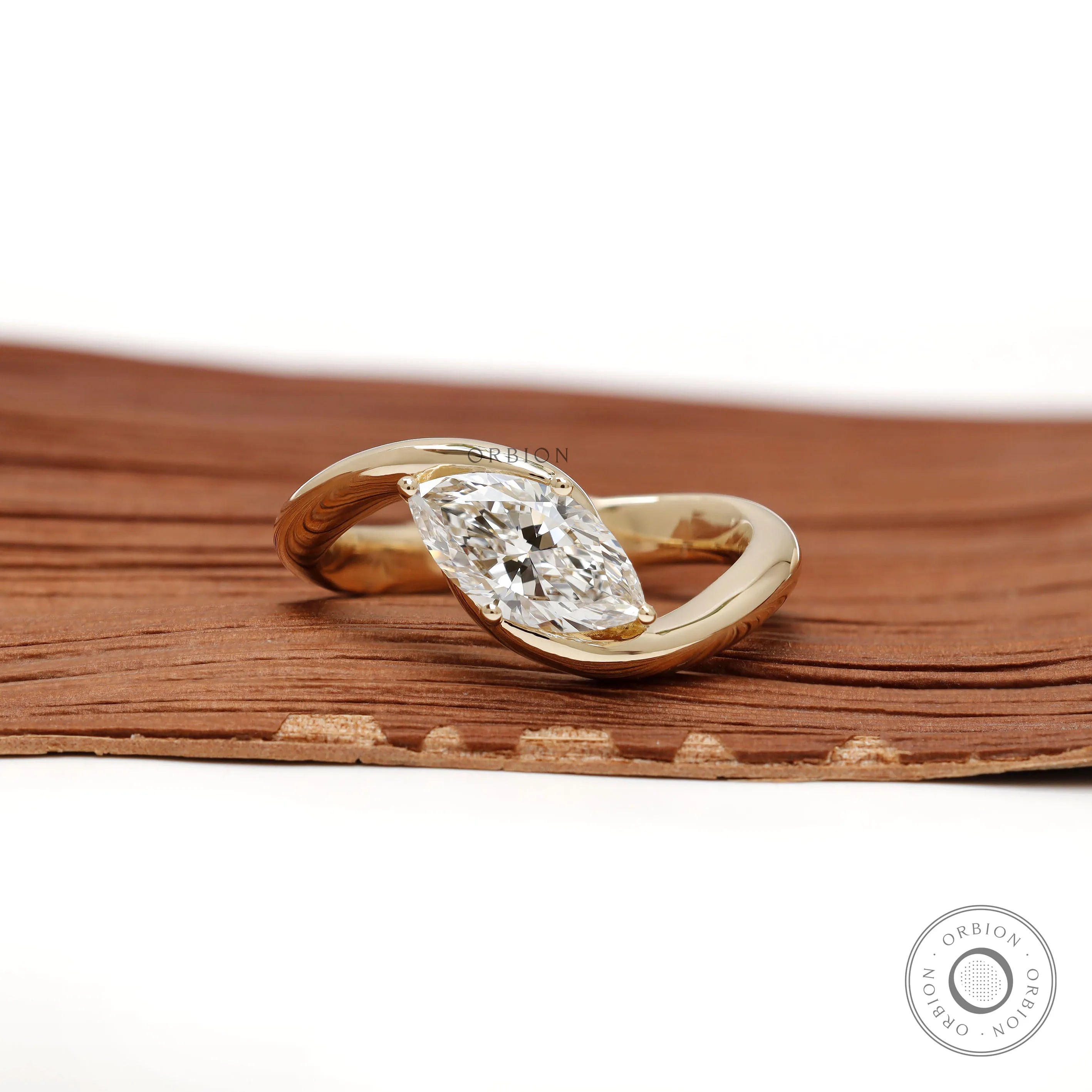 Marquise cut rapture engagement ring in 14k yellow gold with 1 ct solitaire
