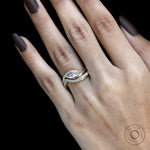 Minimal marquise wedding ring set with matching rapture band