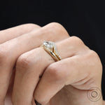 Curved band marquise wave style bridal set in 14K yellow gold