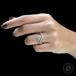 Marquise engagement ring and wedding band set in yellow gold
