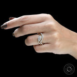 Marquise engagement ring and wedding band set in yellow gold