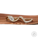 Lab diamond marquise wedding ring set with matching band