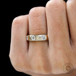 Round brilliant flush set eternity ring  on finger