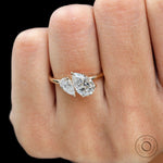 Pear cut Toi et Moi engagement ring in 14K yellow gold front view