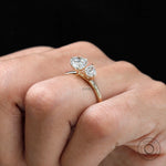 Pear cut lab diamond Toi et Moi wedding ring