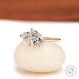 14K yellow gold two stone engagement ring side view