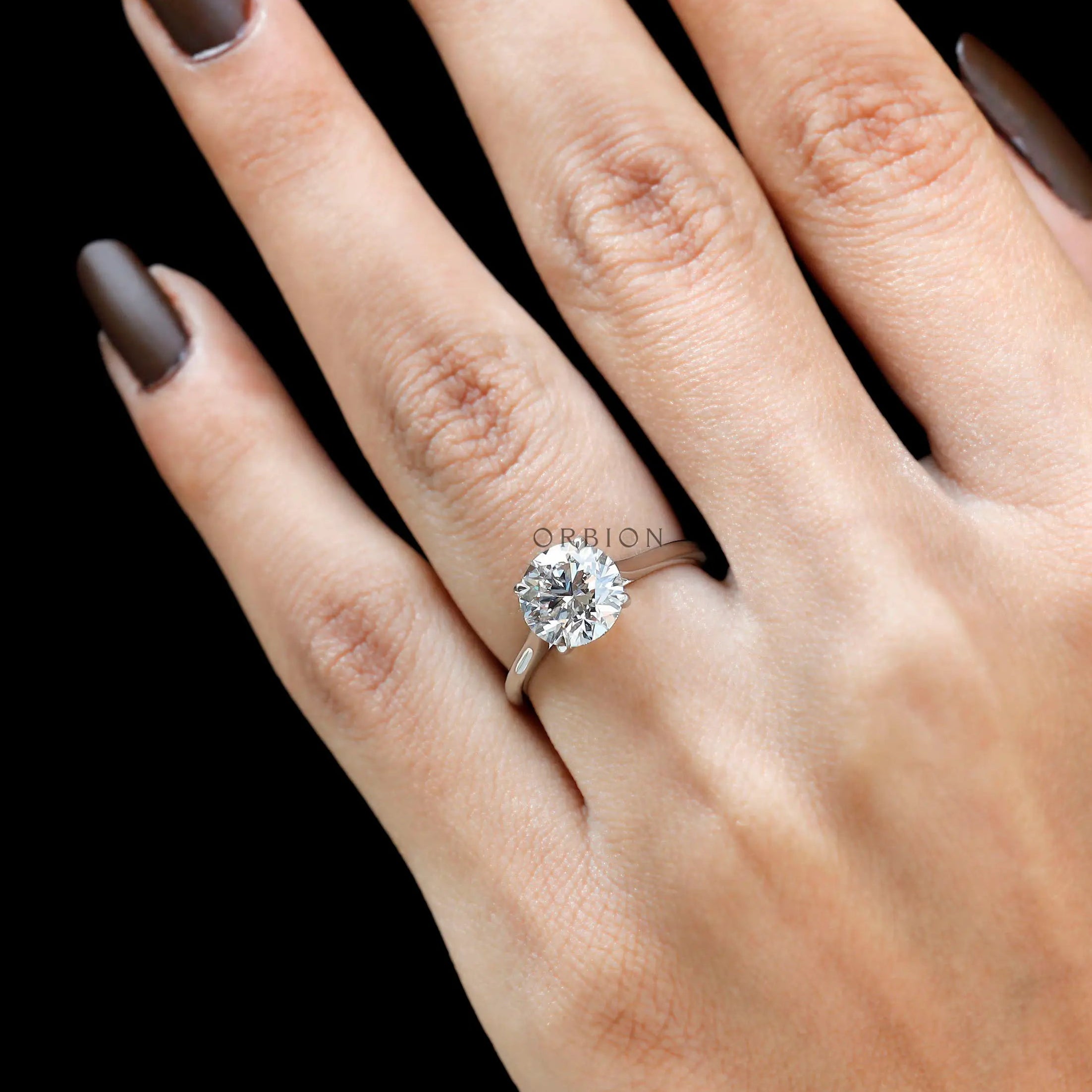 Classic round brilliant 2 carat solitaire ring front view