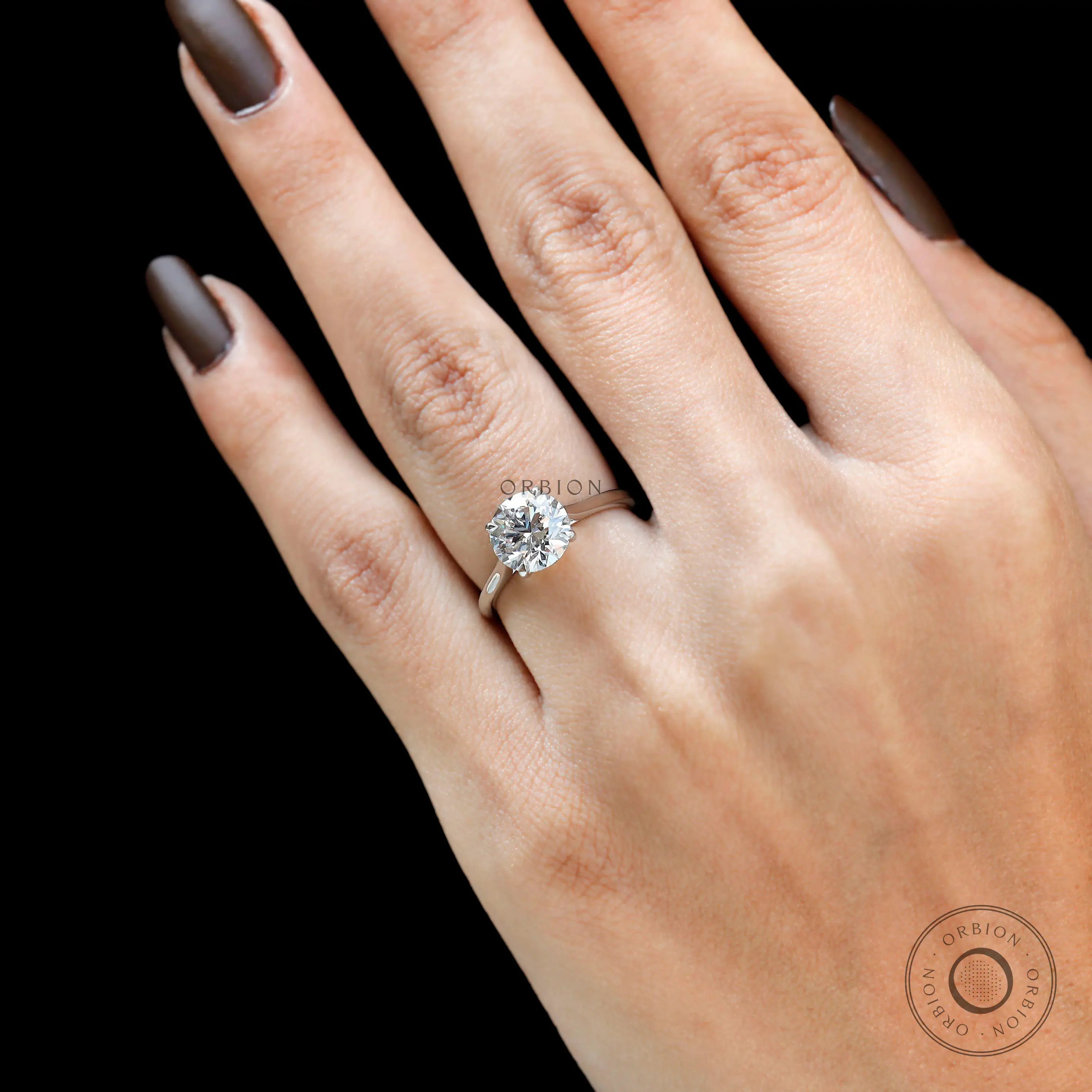 Classic round brilliant 2 carat solitaire ring front view