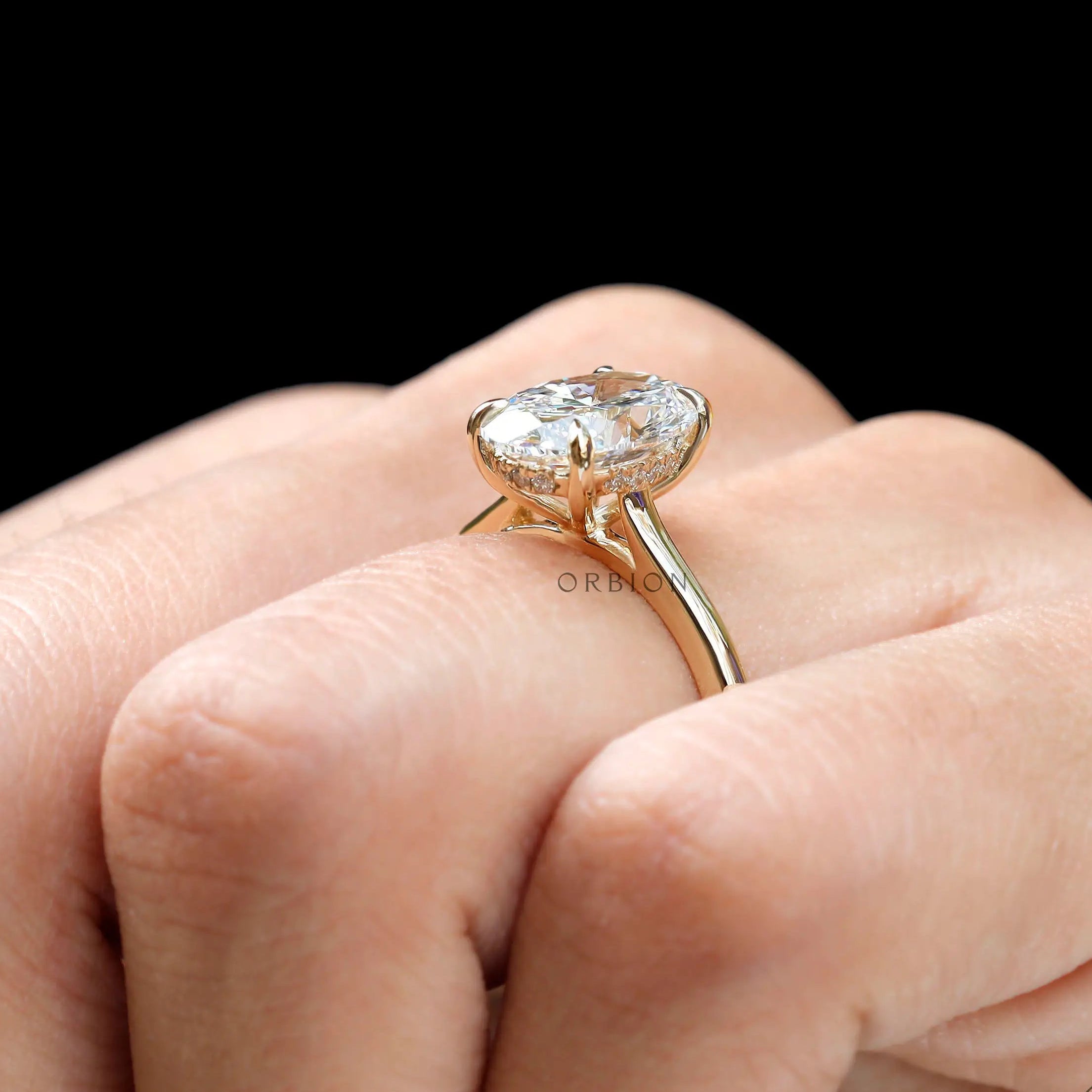 3 Ct oval lab diamond engagement ring yellow gold
