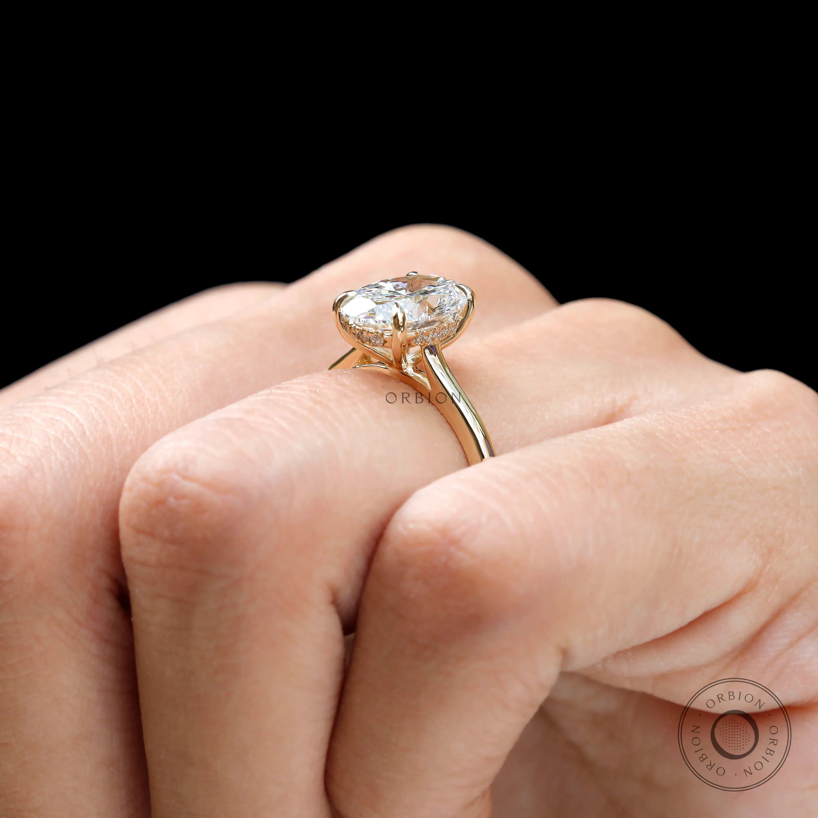 3 Ct oval lab diamond engagement ring yellow gold
