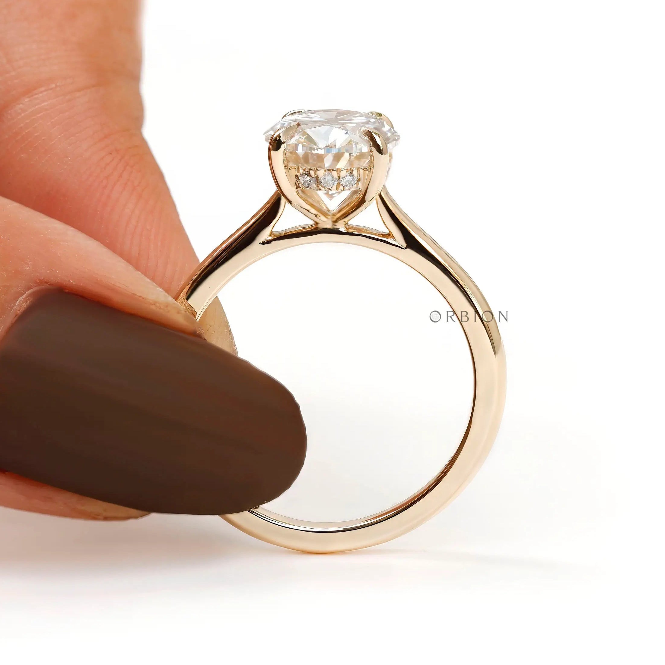 3 Ct Oval Cathedral engagement ring yellow gold