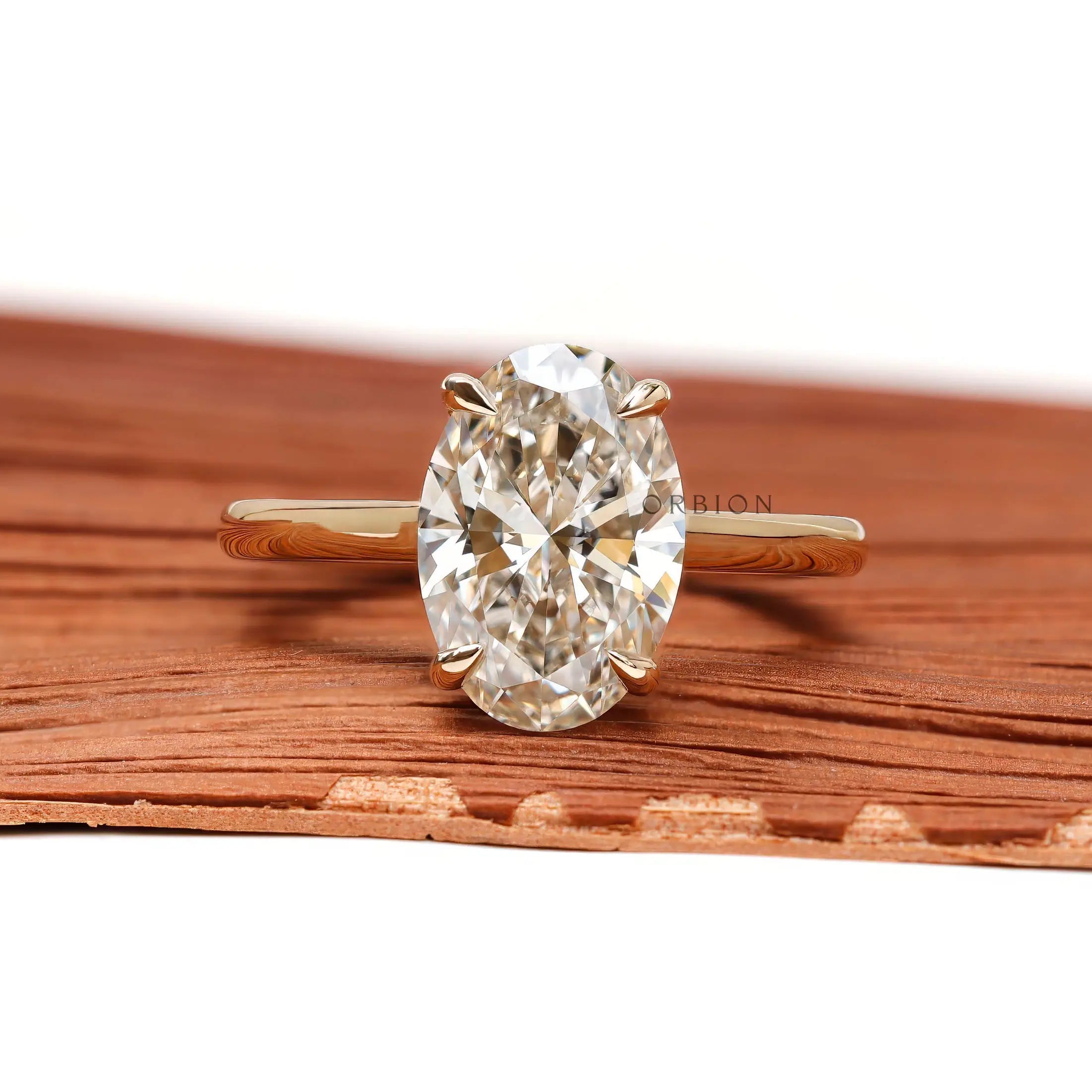 Oval cut solitaire lab diamond engagement ring front view