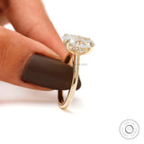 Hidden halo solitaire oval lab diamond ring